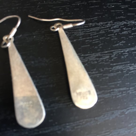 VINTAGE SILVER 925 GEMSTONE DROP EARRINGS - Picture 6 of 6